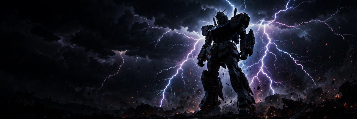 MOE DIMENSION hero background - lightning storm mecha